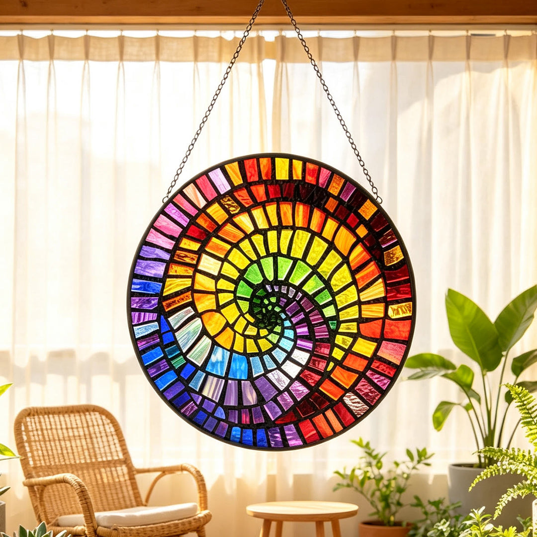 Olivenorma Abstract Rainbow Shell Stained Glass Sun Catcher - image 2