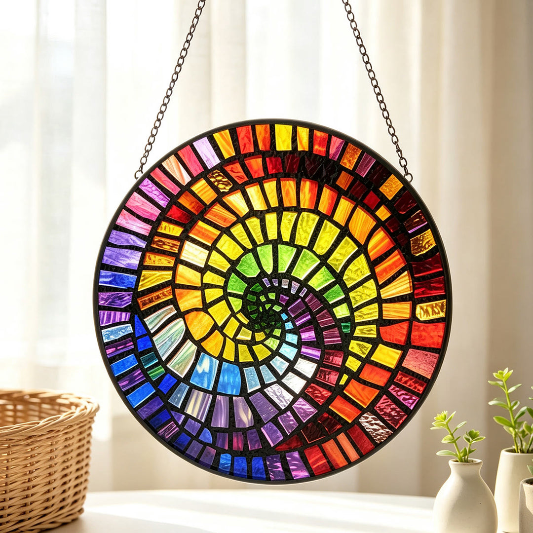 Olivenorma Abstract Rainbow Shell Stained Glass Sun Catcher - image 3