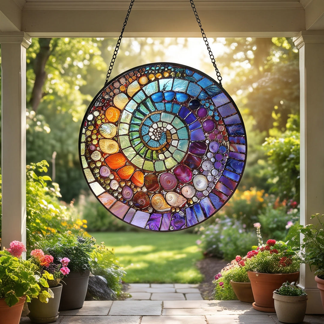 Olivenorma Rainbow Shell Stained Glass Sun Catcher - image 3