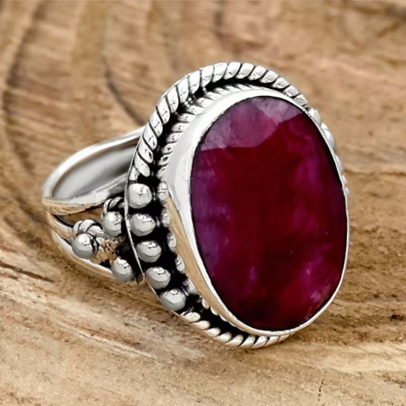 FREE Today: Oval Ruby Gemstone Handmade Alloy Ring - image 1
