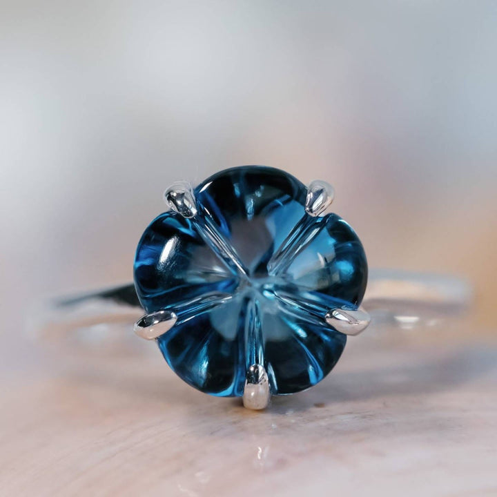FREE Today: Five Petal Flower Gemstone Blue Topaz Ring - US 10 - image 0