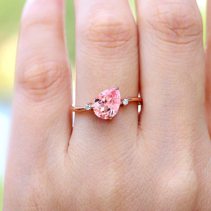 FREE Today: Vintage Rose Gold Pear Pink Sapphire Engagement Ring Set - image 2