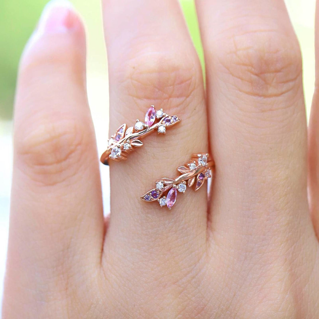 FREE Today: Vintage Rose Gold Pear Pink Sapphire Engagement Ring Set - image 3
