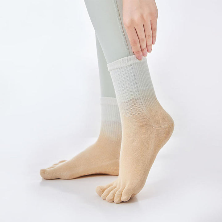 Olivenorma Gradient Color Crew Five-toe Sport Women's Yoga Socks - Khaki - 10 Pairs - image 5