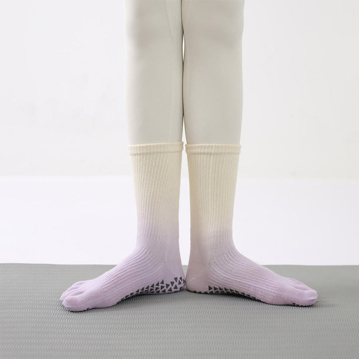 Olivenorma Gradient Color Crew Five-toe Sport Women's Yoga Socks - Light Purple - 10 Pairs - image 6