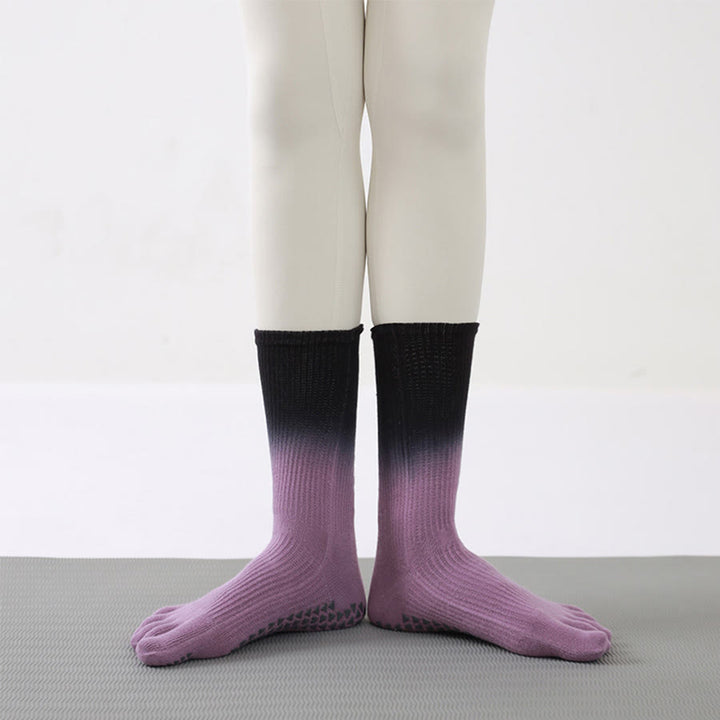 Olivenorma Gradient Color Crew Five-toe Sport Women's Yoga Socks - Dark Purple - 10 Pairs - image 8
