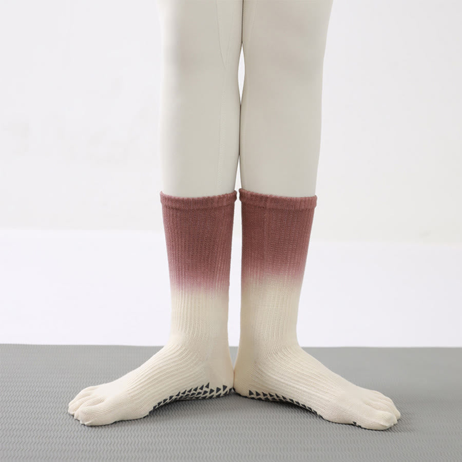 Olivenorma Gradient Color Crew Five-toe Sport Women's Yoga Socks - Coffee - 10 Pairs - image 4