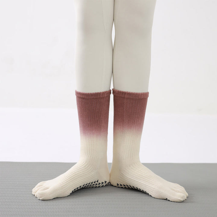 Olivenorma Gradient Color Crew Five-toe Sport Women's Yoga Socks - Coffee - 10 Pairs - image 4