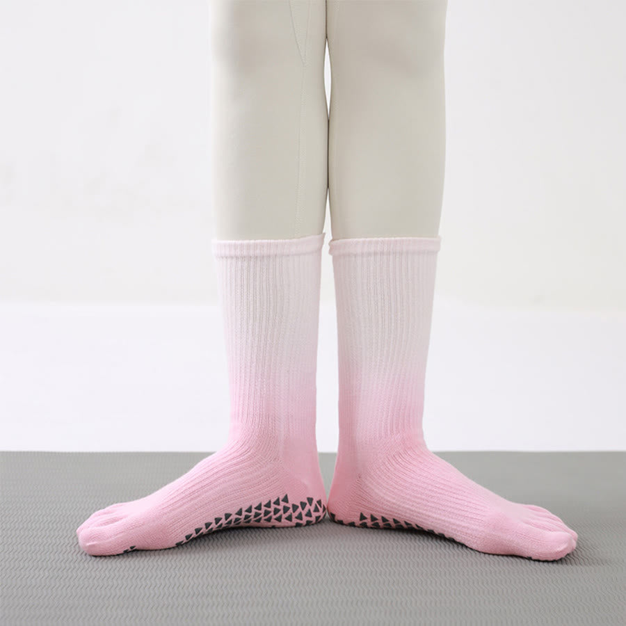 Olivenorma Gradient Color Crew Five-toe Sport Women's Yoga Socks - Pink - 10 Pairs - image 3