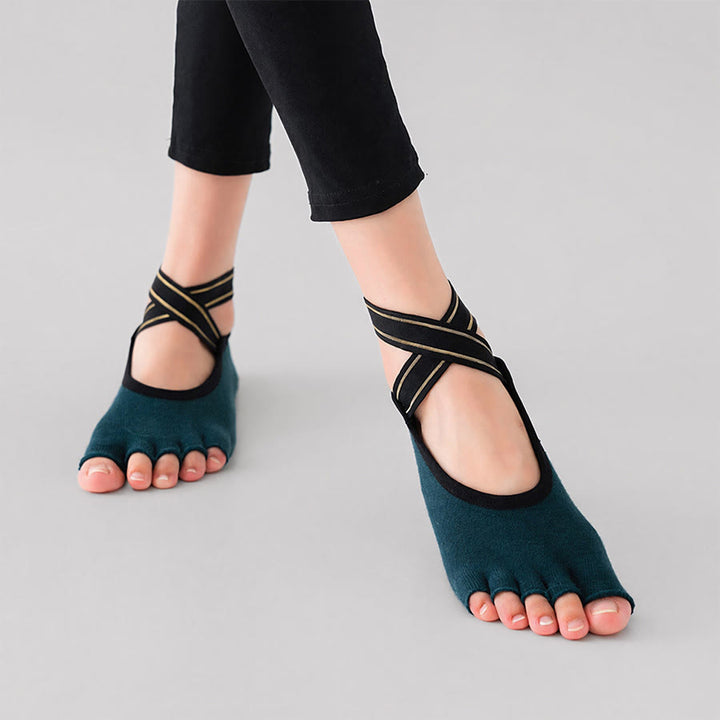 Olivenorma Low-Cut Open-Five-Toe Sport Women's Yoga Socks - Dark Green - 10 Paris - image 7