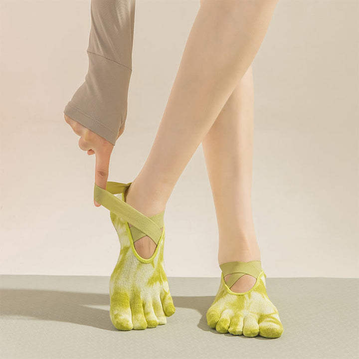 Olivenorma Non-Slip Low-Cut Five-Toe Sport Women's Yoga Socks - Grass Green - 10 Pairs - image 0