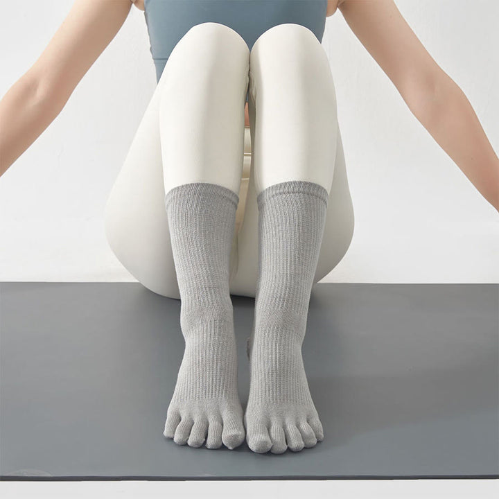 Olivenorma Solid Color Ankle Open-Five-Toe Sport Women's Yoga Socks - Grey - 10 Pairs - image 5