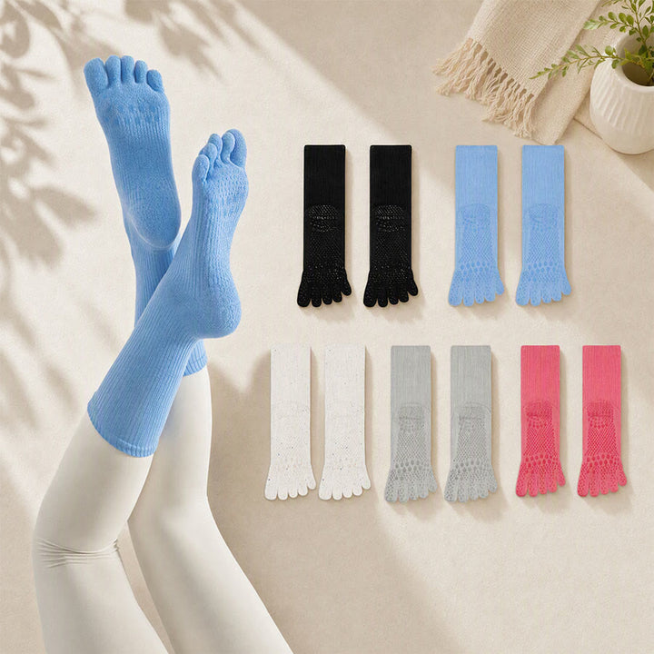 Olivenorma Solid Color Ankle Open-Five-Toe Sport Women's Yoga Socks - Blue - 10 Pairs - image 0