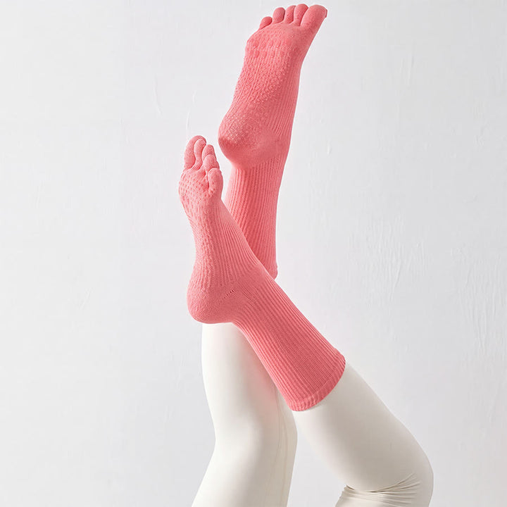 Olivenorma Solid Color Ankle Open-Five-Toe Sport Women's Yoga Socks - Pink - 10 Pairs - image 13