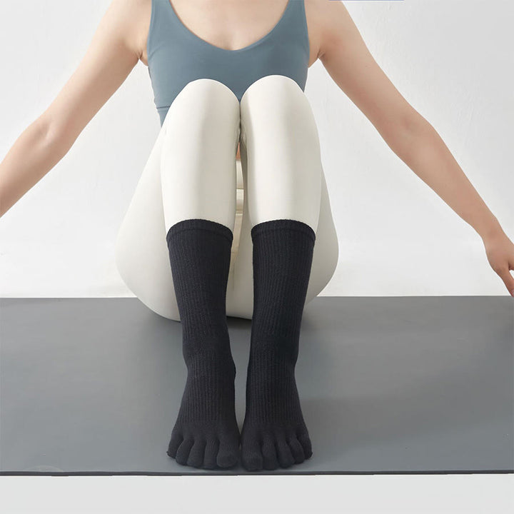 Olivenorma Solid Color Ankle Open-Five-Toe Sport Women's Yoga Socks - Black - 10 Pairs - image 10
