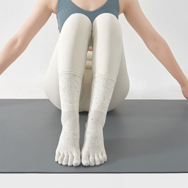 Olivenorma Solid Color Ankle Open-Five-Toe Sport Women's Yoga Socks - Beige - 10 Pairs - image 18