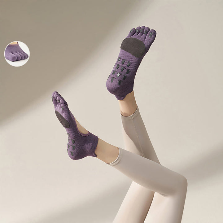Olivenorma Solid Color Five-Toe Sport Women's Yoga Socks - Elegant Purple - 10 Pairs - image 8