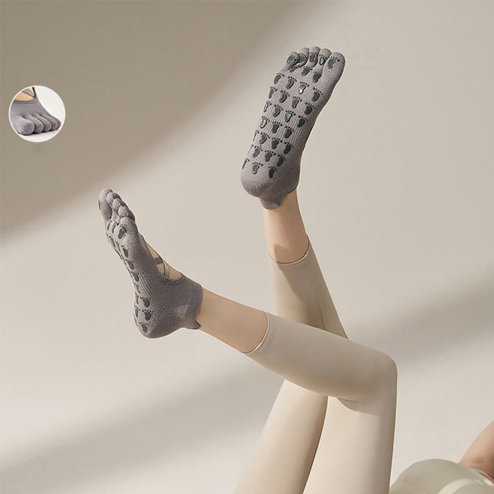 Olivenorma Solid Color Five-Toe Sport Women's Yoga Socks - Elegant Grey - 10 Pairs - image 21