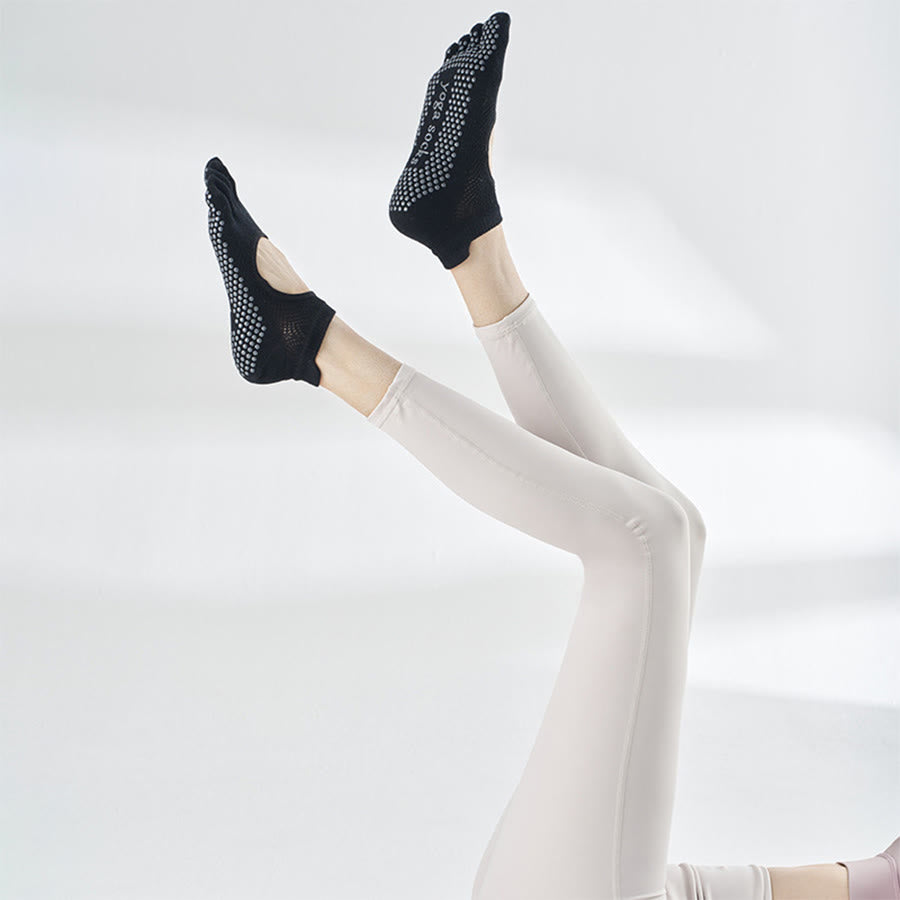 Olivenorma Solid Color Five-Toe Sport Women's Yoga Socks - Gem Black - 10 Pairs - image 9