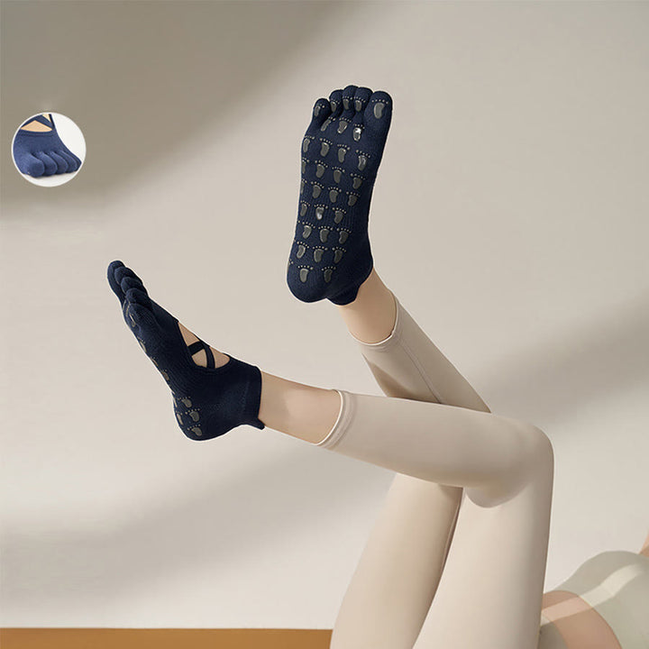 Olivenorma Solid Color Five-Toe Sport Women's Yoga Socks - Dark Blue - 10 Pairs - image 20