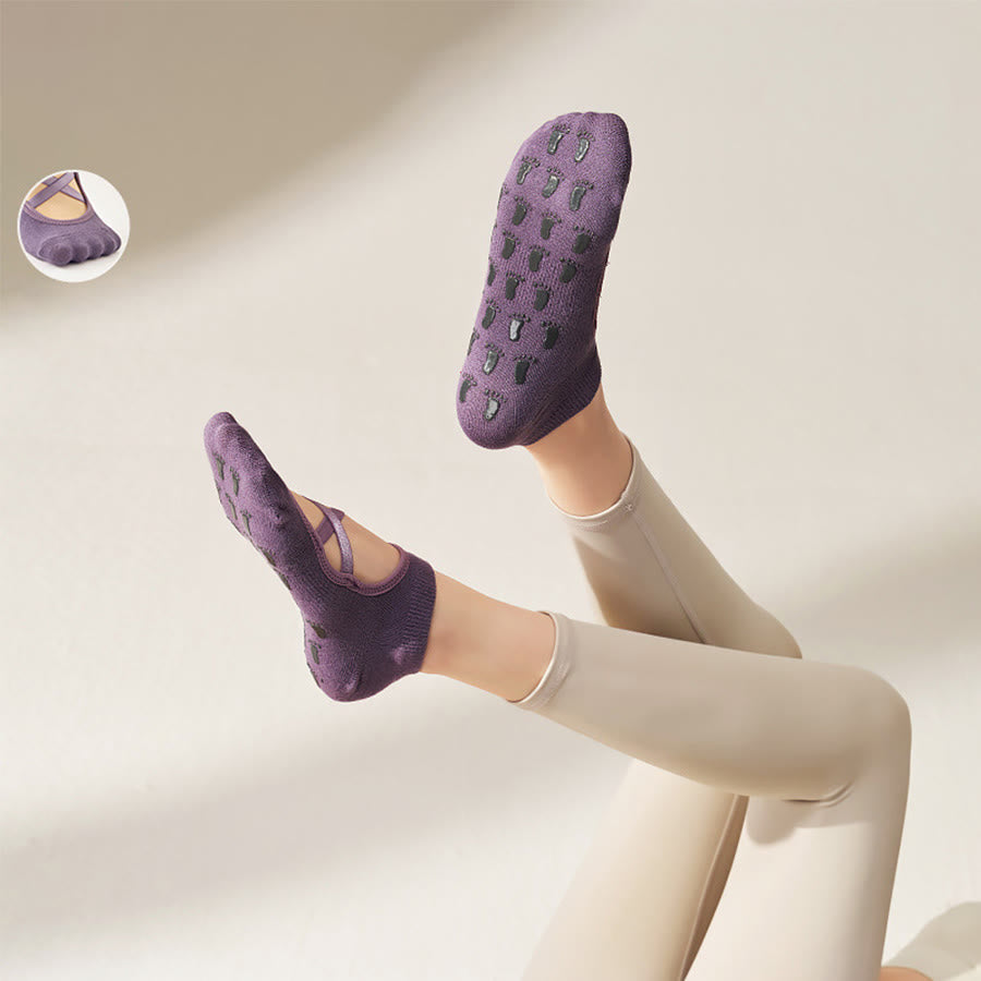 Olivenorma Solid Color Ankle Round-Toe Sport Women's Yoga Socks - Purple - 10 Pairs - image 14