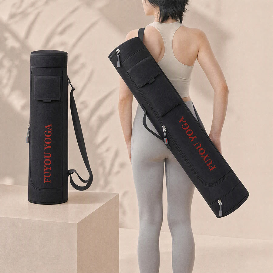 Olivenorma Shoulder With An External Flap Pocket Polyester Fabric Yoga Bag - Black - image 5