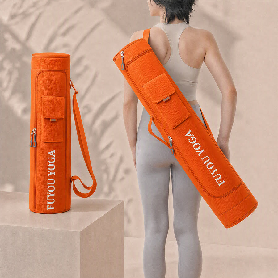 Olivenorma Shoulder With An External Flap Pocket Polyester Fabric Yoga Bag - Orange - image 20
