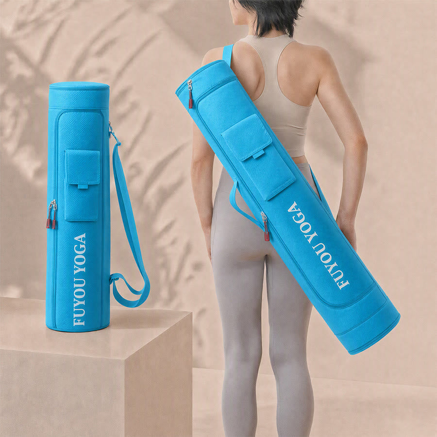 Olivenorma Shoulder With An External Flap Pocket Polyester Fabric Yoga Bag - Blue - image 10
