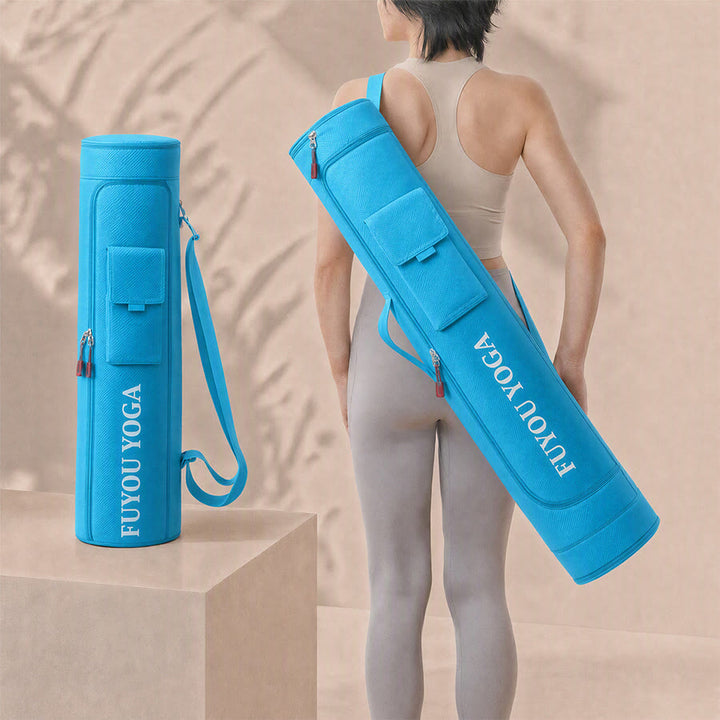 Olivenorma Shoulder With An External Flap Pocket Polyester Fabric Yoga Bag - Blue - image 10