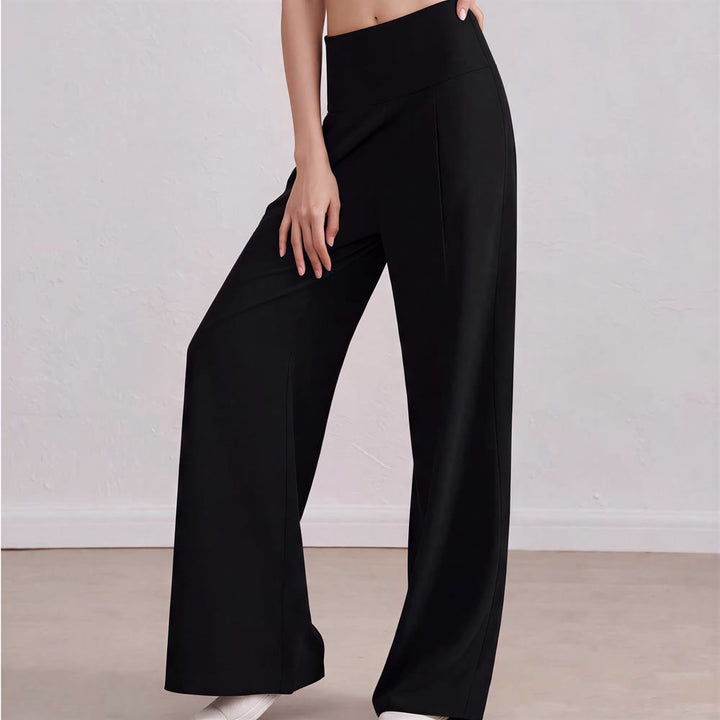 Olivenorma Wide Leg Polyester Spandex Women's Pants - Black - image 6