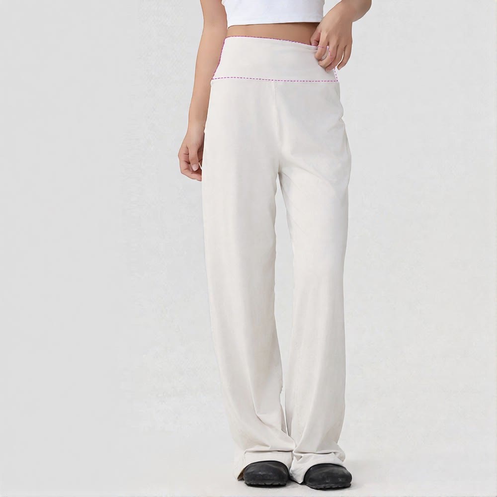 Olivenorma Wide Leg Nylon Spandex Women's Pants - White - image 2