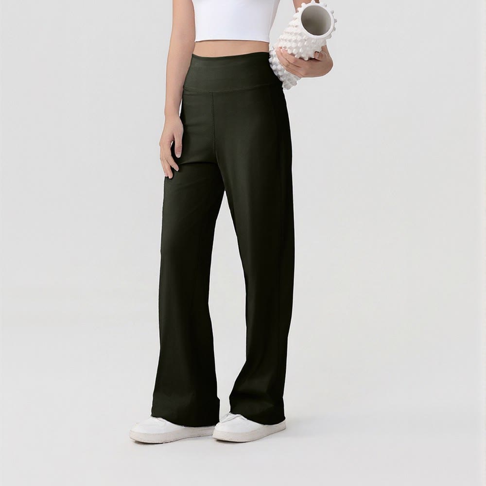 Olivenorma Wide Leg Nylon Spandex Women's Pants - Army Green - image 5