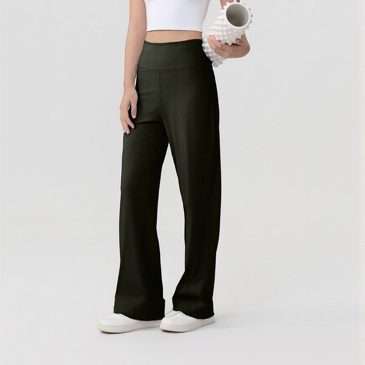 Olivenorma Wide Leg Nylon Spandex Women's Pants - Army Green - image 5