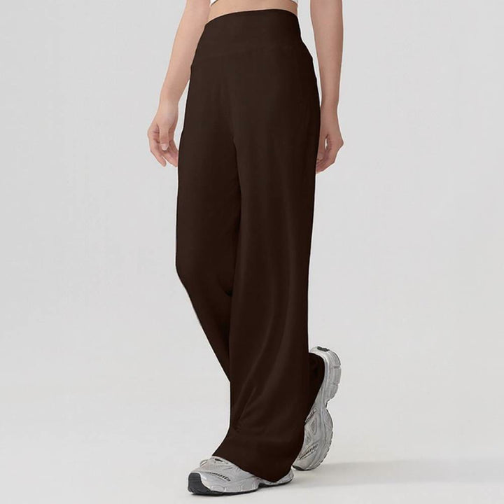Olivenorma Wide Leg Nylon Spandex Women's Pants - Coffee - image 7