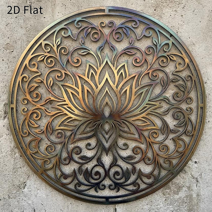 Olivenorma Lotus Mandala Hollow Vine 2D Metal Wall Decor - 38cm*38cm*1.2mm - image 0