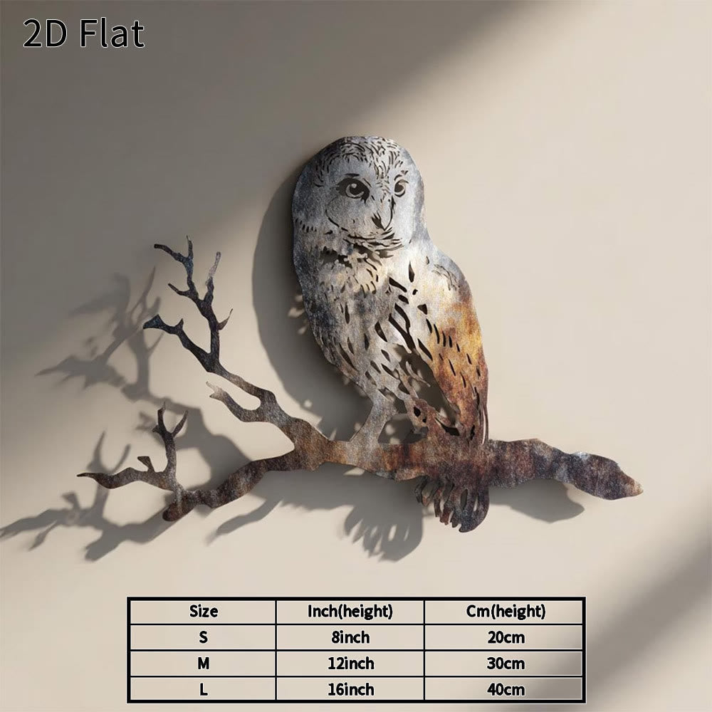 Olivenorma Rustic Owl On Branch Hollow Cutout 2D Metal Wall Decor - 38cm*38cm*1.2mm - image 0