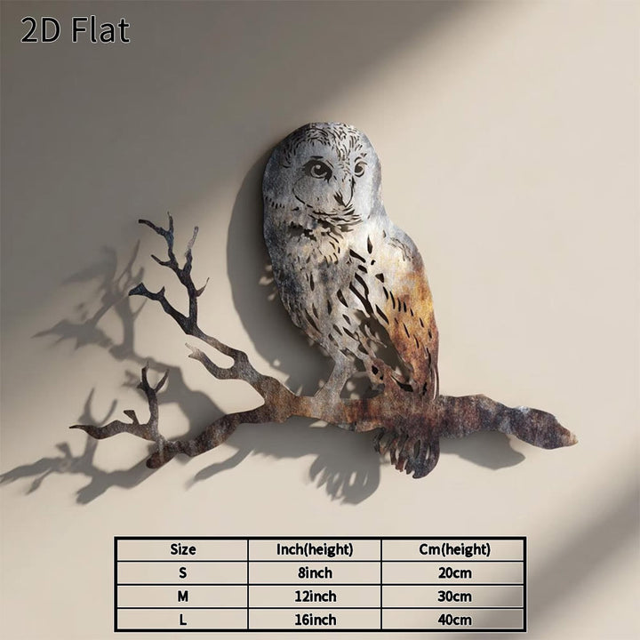 Olivenorma Rustic Owl On Branch Hollow Cutout 2D Metal Wall Decor - 38cm*38cm*1.2mm - image 0