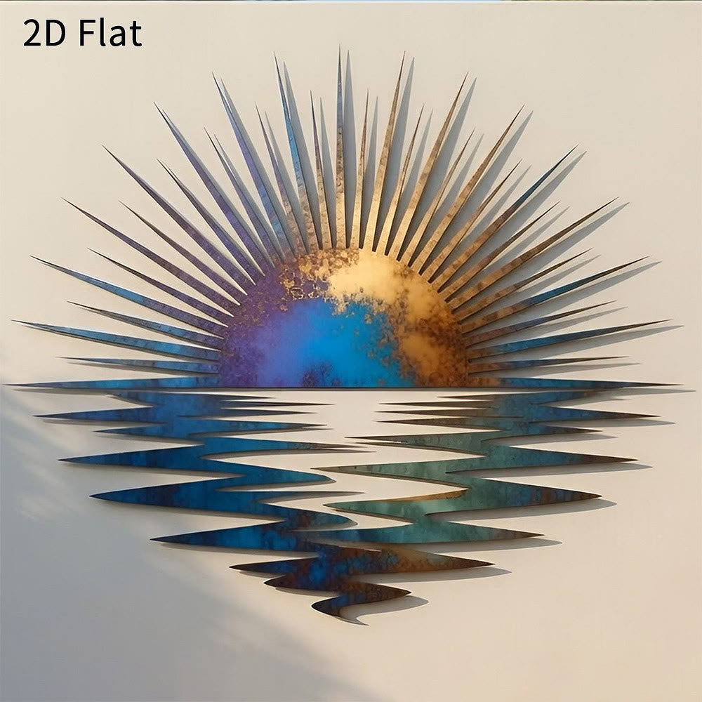 Olivenorma Gradient Sunrise Ocean Reflection 2D Metal Wall Decor - 38cm*38cm*1.2mm - image 0