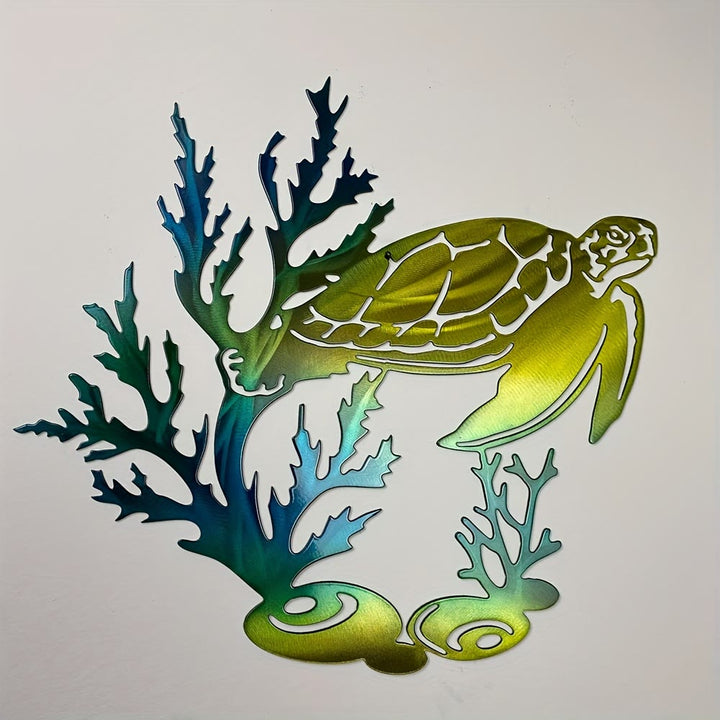 Olivenorma Gradient Coral Sea Turtle Hollow 2D Metal Wall Decor - image 1