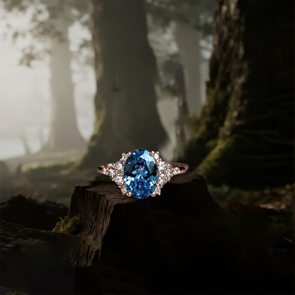 FREE Today: Round Cut Blue Topaz Engagement Rose Gold Ring - image 3