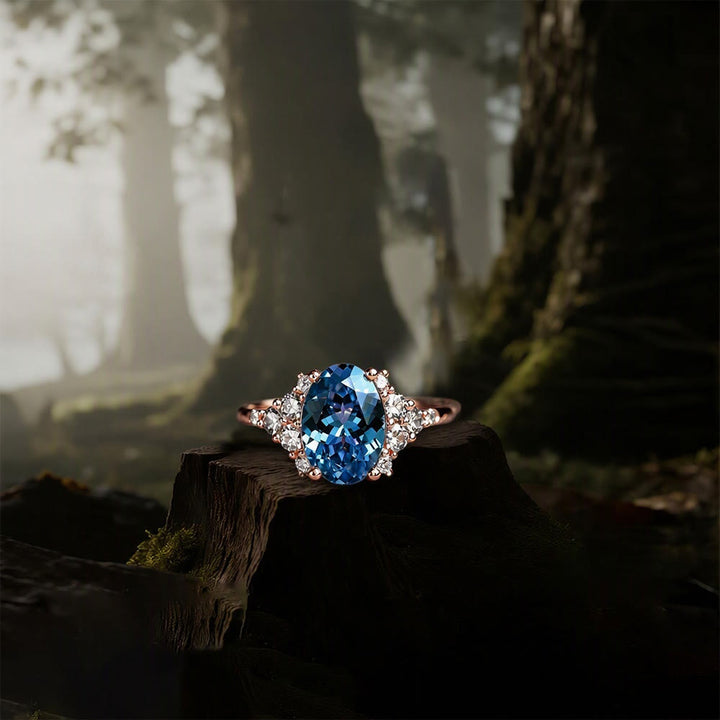 FREE Today: Round Cut Blue Topaz Engagement Rose Gold Ring - image 3