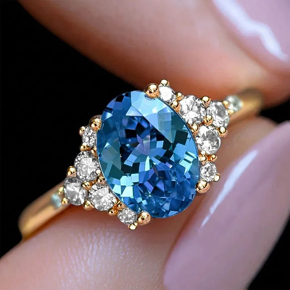 FREE Today: Round Cut Blue Topaz Engagement Rose Gold Ring - image 6
