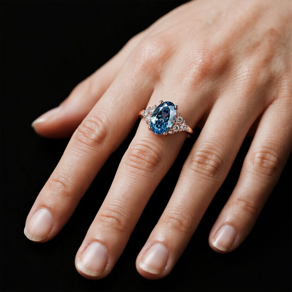 FREE Today: Round Cut Blue Topaz Engagement Rose Gold Ring - image 1
