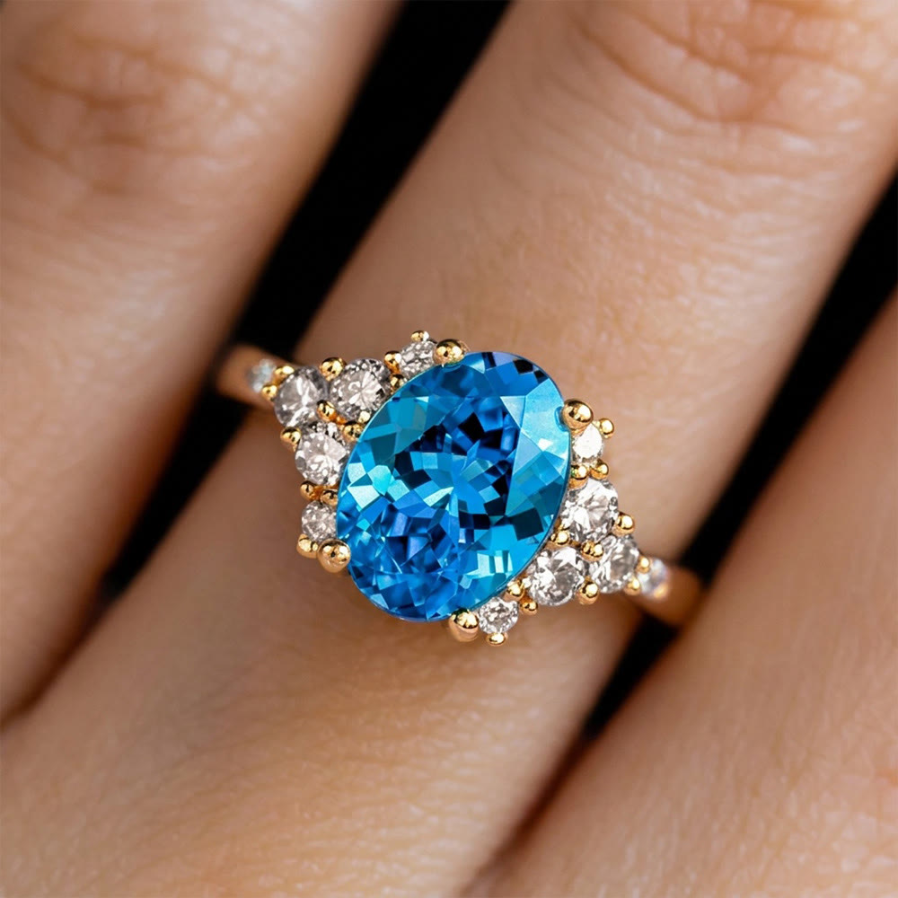 FREE Today: Round Cut Blue Topaz Engagement Rose Gold Ring - image 5