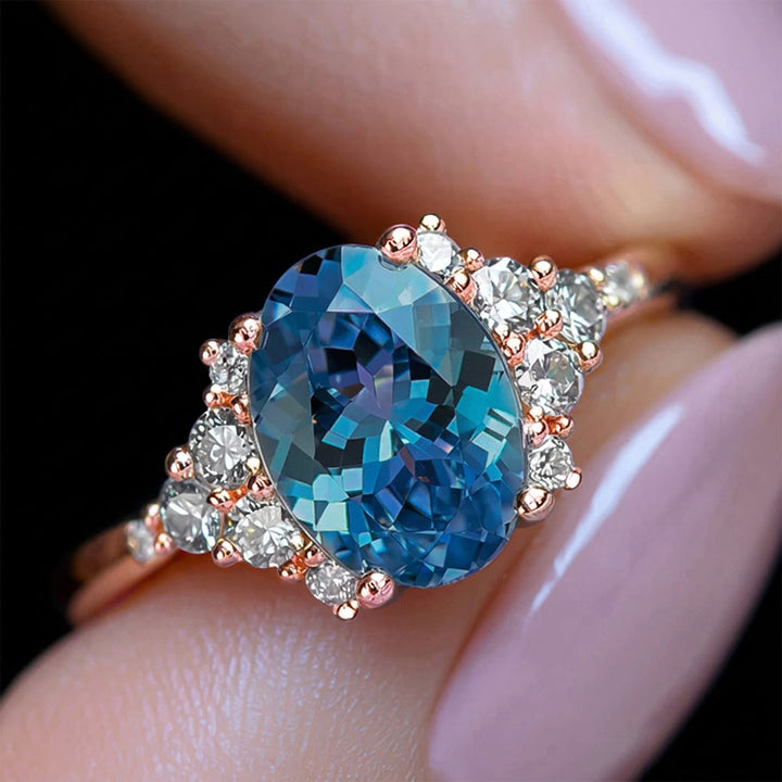 FREE Today: Round Cut Blue Topaz Engagement Rose Gold Ring - image 2