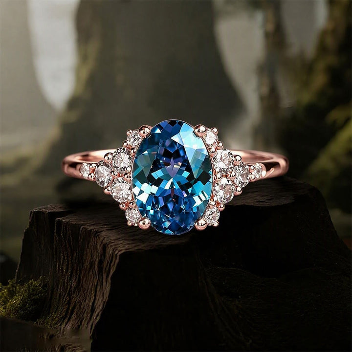FREE Today: Round Cut Blue Topaz Engagement Rose Gold Ring - Rose Golden - US 10 - image 0