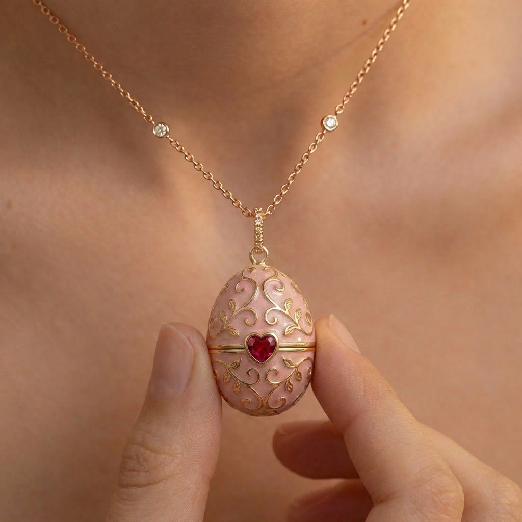 FREE Today: Enameled Easter Egg Pendant Locket Necklace - image 2