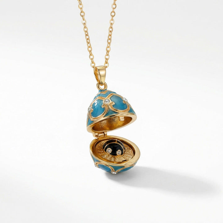 FREE Today: Enameled Easter Egg Pendant Locket Necklace - Blue Egg & Beetle - image 13