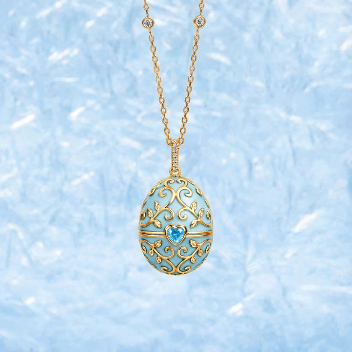 FREE Today: Enameled Easter Egg Pendant Locket Necklace - Blue Egg & Blue Zircon - image 8