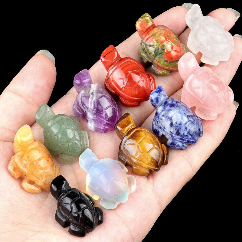 Olivenorma Natural Crystal Turtle Sculpture Gemstone Decoration With Card - image 0